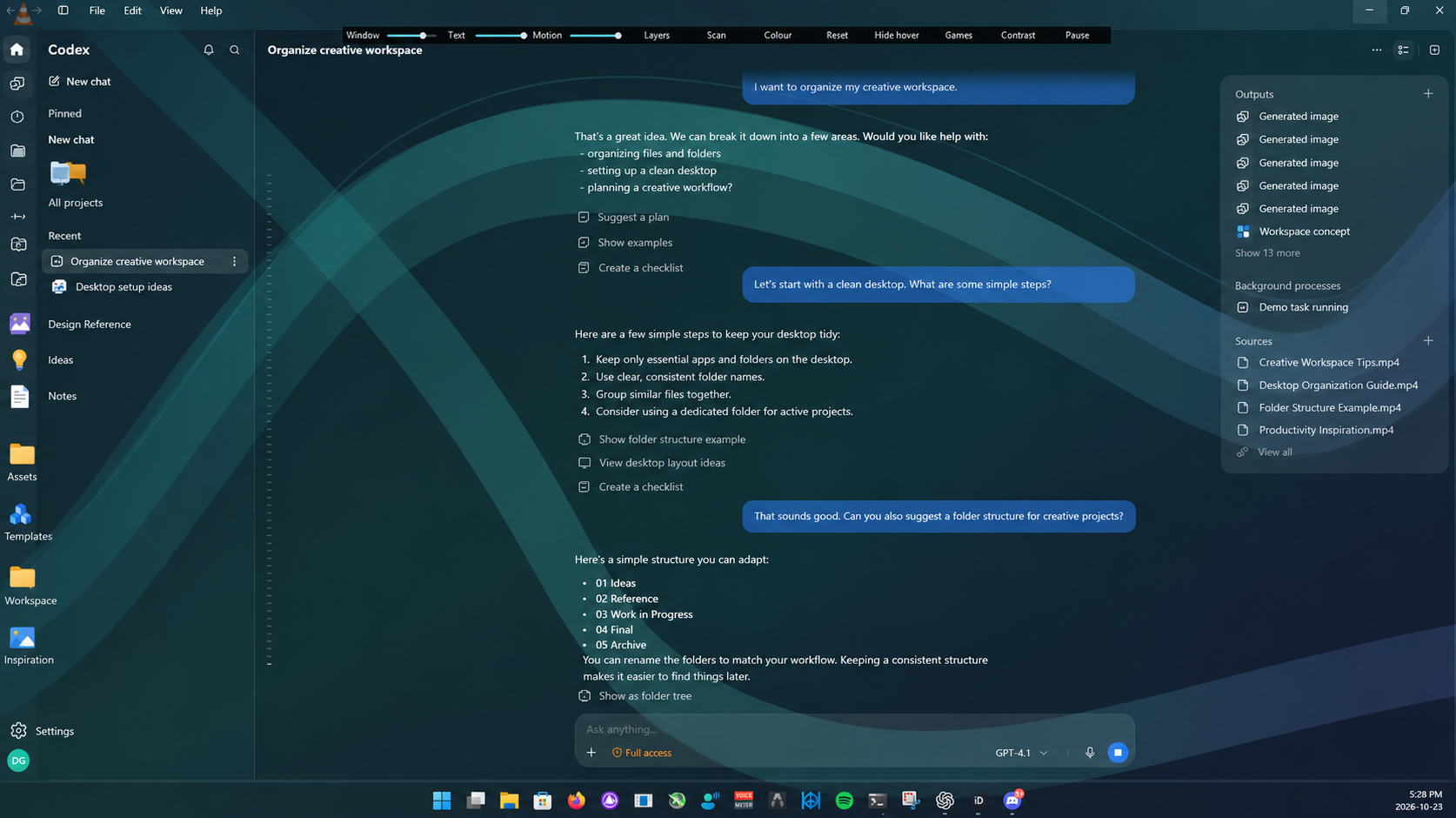 Privacy-edited desktop screenshot illustration showing a transparent workspace over the DudeGlass background, with generic filenames and a DG profile icon.